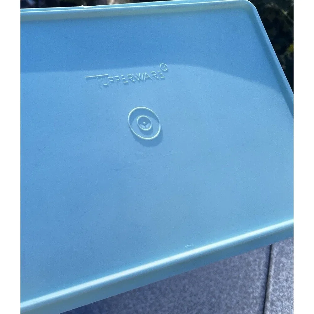 Vintage Tupperware 290-2 Snack N Stor Deli Keeper Blue Lid 291-10 13x9 USA
